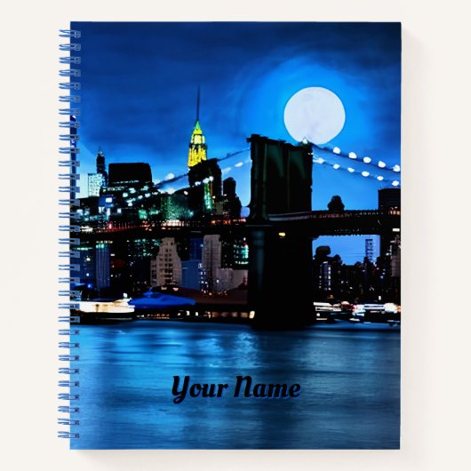 Brooklyn Bridge Under a Full Moon Journal Notizblock (Vorderseite)