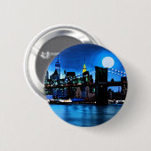 Brooklyn Bridge unter einem Vollmond Button (Vorne & Hinten)