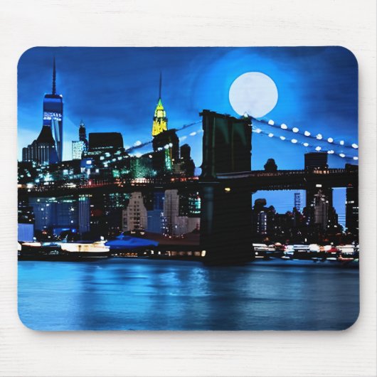 Brooklyn Bridge unter einem Vollmond Mousepad (Vorne)
