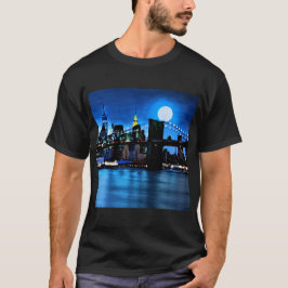 Brooklyn Bridge unter einem Vollmond T-Shirt