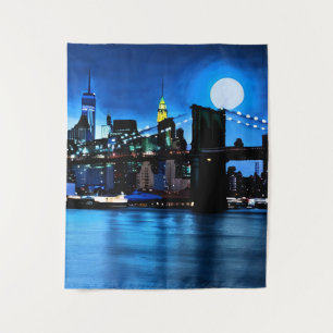 Brooklyn Bridge unter einem Vollmond Wandteppich
