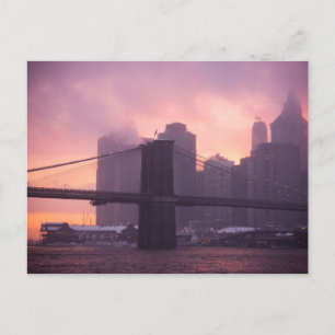 Brooklyn Bridge während des Schneesturms Postkarte