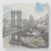 Brooklyn Bridge Watercolor Stone Untersetzer - Ele (Vorderseite)