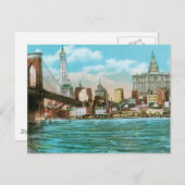 Brooklyn Bridge, Woolworth und Municipal... Postkarte (Vorne/Hinten)