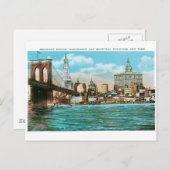 Brooklyn Bridge, Woolworth und Municipal... Postkarte (Vorne/Hinten)
