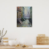 Brooklyn Brownstone-Reihe mit Manhattan-Skyline Poster (Küche)