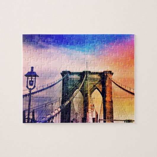 Brooklyn-Brücke - bunt - New York City Puzzle (Horizontal)