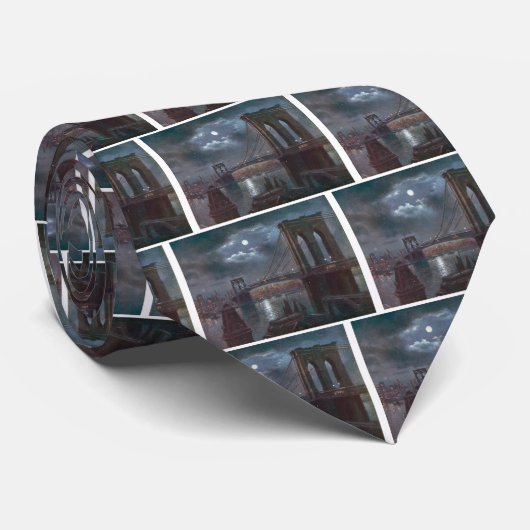 Brooklyn-Brücke durch Mondschein Krawatte (Gerollt)