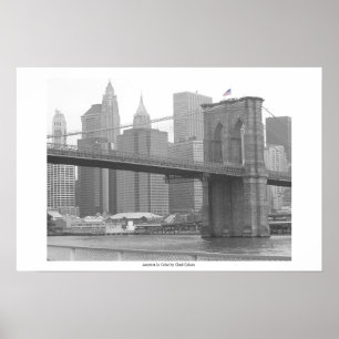 Brooklyn-Brücke New York, B&W Farbflagge Poster