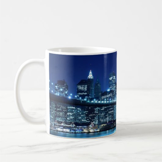 Brooklyn-Brücke und Manhattan-Skyline Kaffeetasse (Links)