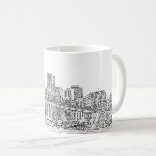 Brooklyn-Brücke und Manhattan-Skyline Kaffeetasse (VorderseiteRechts)