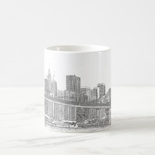 Brooklyn-Brücke und Manhattan-Skyline Kaffeetasse (Mittel)