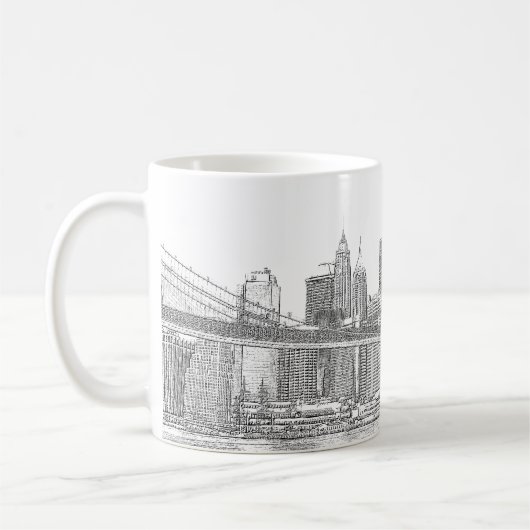Brooklyn-Brücke und Manhattan-Skyline Kaffeetasse (Links)