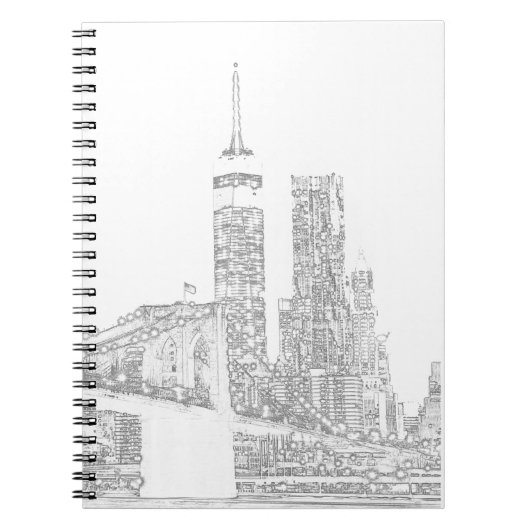 Brooklyn-Brücke und Manhattan-Skyline Notizblock (Vorderseite)