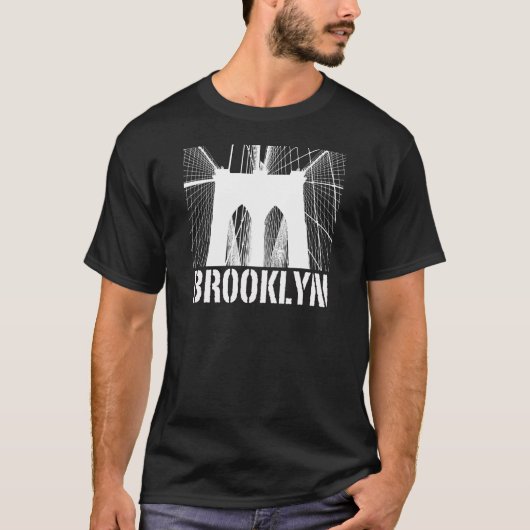 Brooklyn-Brücken-Silhouetteweiß T-Shirt (Vorderseite)