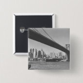 Brooklyn-Brücken- und Manhattan-Skyline New York Button (Vorne & Hinten)