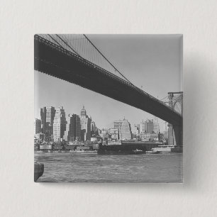 Brooklyn-Brücken- und Manhattan-Skyline New York Button