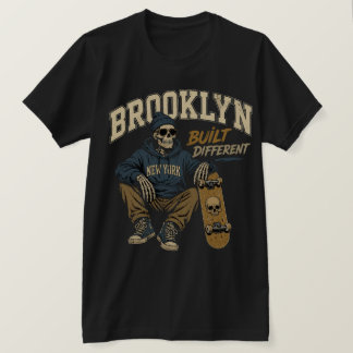 Brooklyn Built Different Skater Skelett T-Shirt
