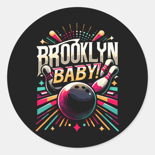 Brooklyn by Bowling Shirts Runder Aufkleber (Vorderseite)
