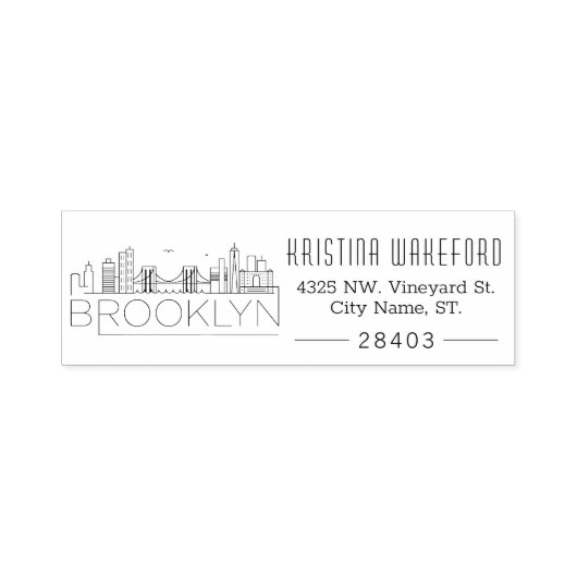 Brooklyn City Skyline | Benutzerdefinierte Adresse Permastempel (Design)