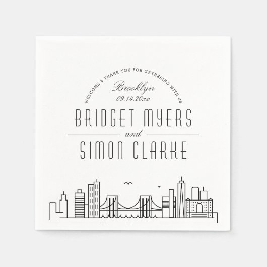 Brooklyn Deko Skyline | Hochzeitsveranstaltung Nap Serviette (Vorderseite)