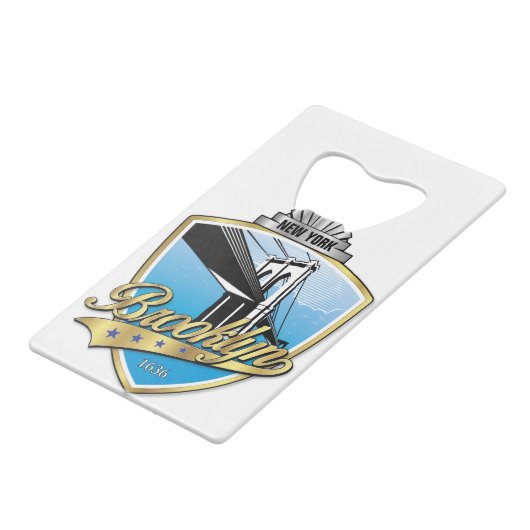 Brooklyn Design Gold Geldbeutel Flaschenöffner (Rückseite Schrägansicht)