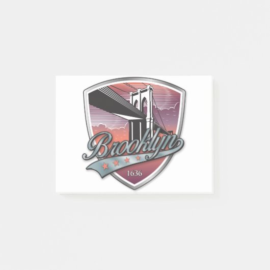 Brooklyn Design Silber Metallic Post-it Klebezettel (Vorderseite)