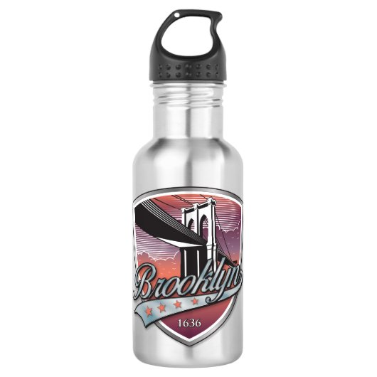 Brooklyn Design Silver Edelstahlflasche (Vorderseite)
