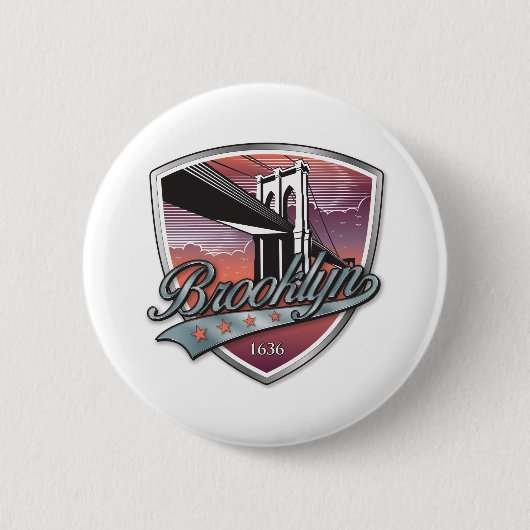 Brooklyn Design Silver Metallic Button (Vorderseite)