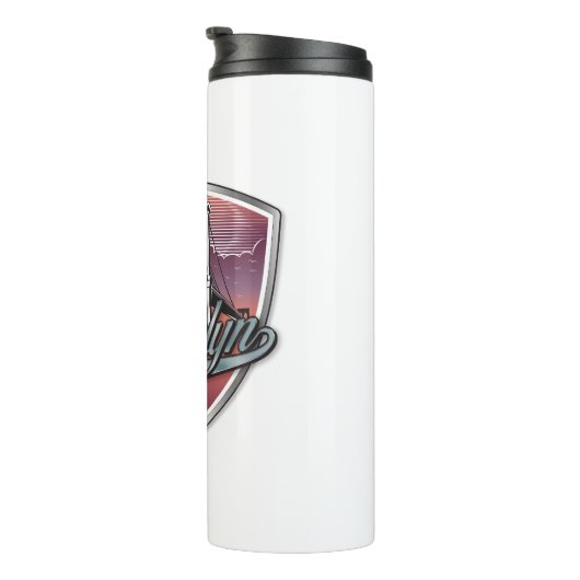 Brooklyn Design Silver Metallic Thermosbecher (Nach rechts gedreht)