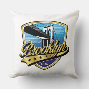 Brooklyn Elegant Gold Swoosh Logo Design Kissen