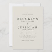 BROOKLYN Elegante Moderne Hochzeit Einladung (Vorderseite)