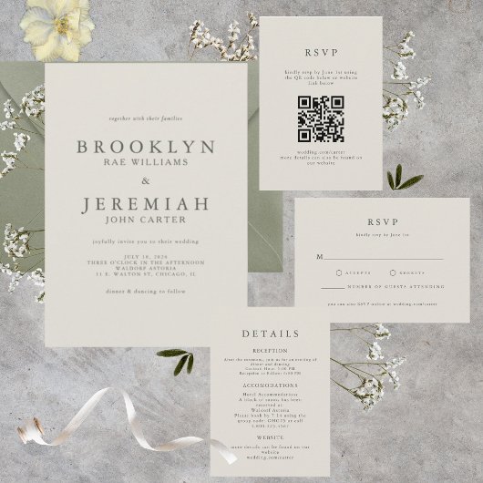 BROOKLYN Elegante Moderne Hochzeit Einladung