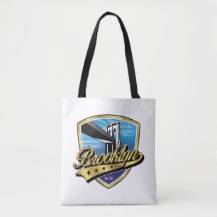 Brooklyn Elegantes Gold-Swoosh-Logo-Design Tasche