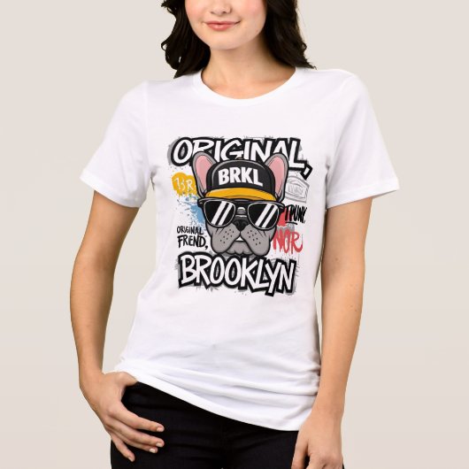 Brooklyn French Bulldog Tri-Blend Shirt (Vorderseite)