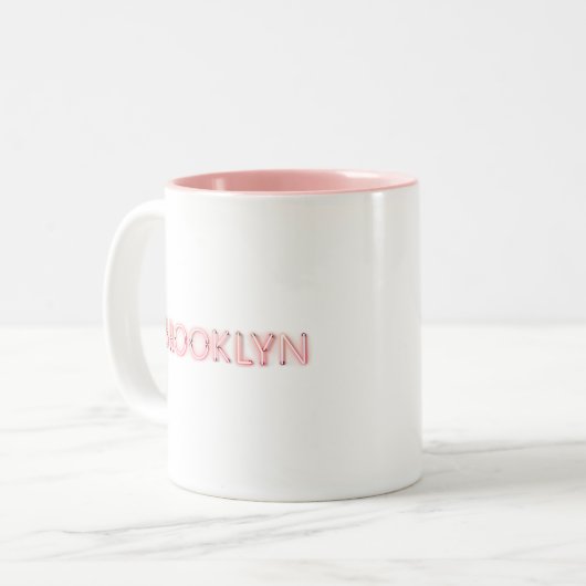 Brooklyn Glows Neon Lights Zweifarbige Tasse (Vorderseite Links)