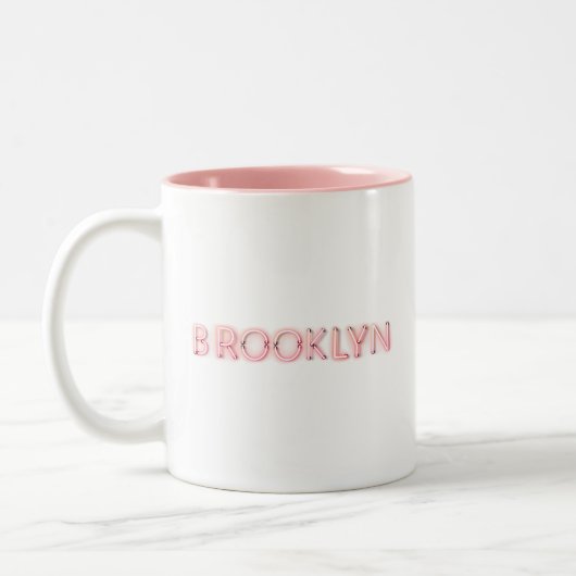 Brooklyn Glows Neon Lights Zweifarbige Tasse (Links)