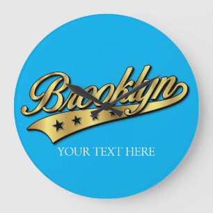 Brooklyn Gold Swoosh Design Template Clock Große Wanduhr