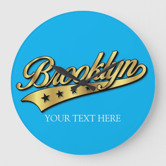 Brooklyn Gold Swoosh Design Template Clock Große Wanduhr (Vorderseite)
