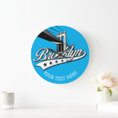 Brooklyn Gold Swoosh Design Template Clock Große Wanduhr (Zuhause)