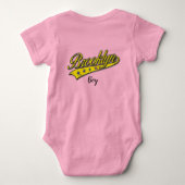 Brooklyn Gold Swoosh Designvorlage Baby Strampler (Rückseite)