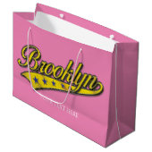 Brooklyn Gold Swoosh Designvorlage Große Geschenktüte (Vorderseite Schrägansicht)