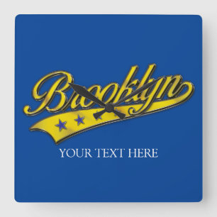 Brooklyn Gold Swoosh Designvorlagen-Uhr Quadratische Wanduhr