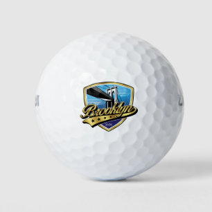 Brooklyn Gold Swoosh Logo Design Golfball