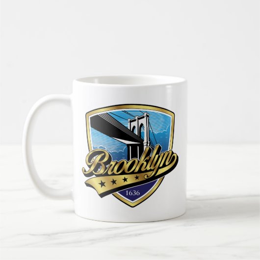 Brooklyn Gold Swoosh Logo Design Kaffeetasse (Links)