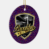 Brooklyn Gold Swoosh Logo Design Keramik Ornament (Rechts)