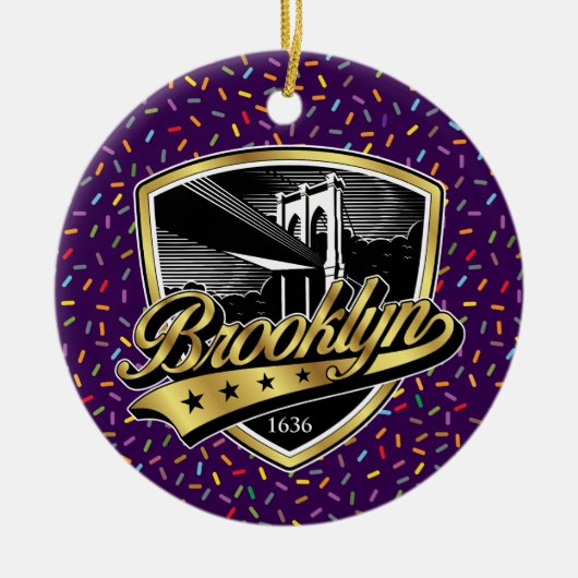 Brooklyn Gold Swoosh Logo Design Keramik Ornament (Vorne)