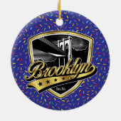 Brooklyn Gold Swoosh Logo Design Keramik Ornament (Hinten)