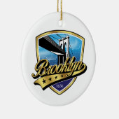 Brooklyn Gold Swoosh Logo Design Keramik Ornament (Rechts)