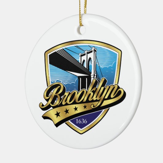 Brooklyn Gold Swoosh Logo Design Keramik Ornament (Links)